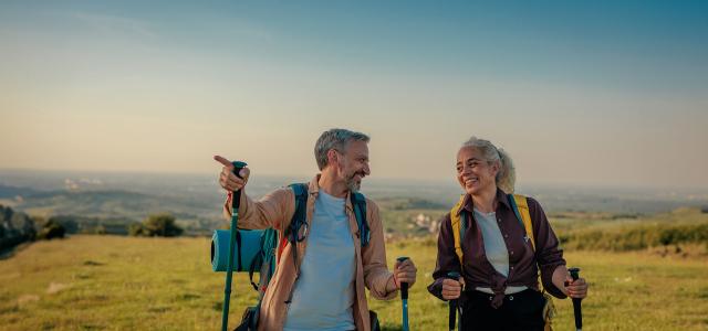 Retired Couple Spending Day in Nature and Hiking